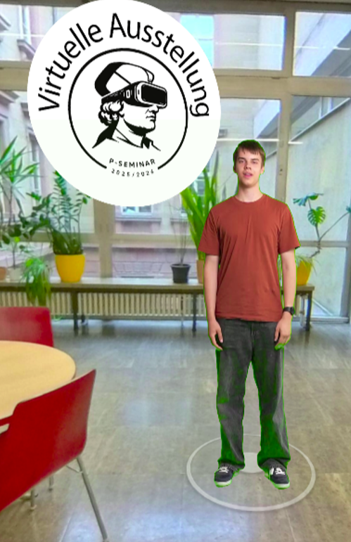 Der anklickbare Schüler im Foyer vor dem Sekretariat